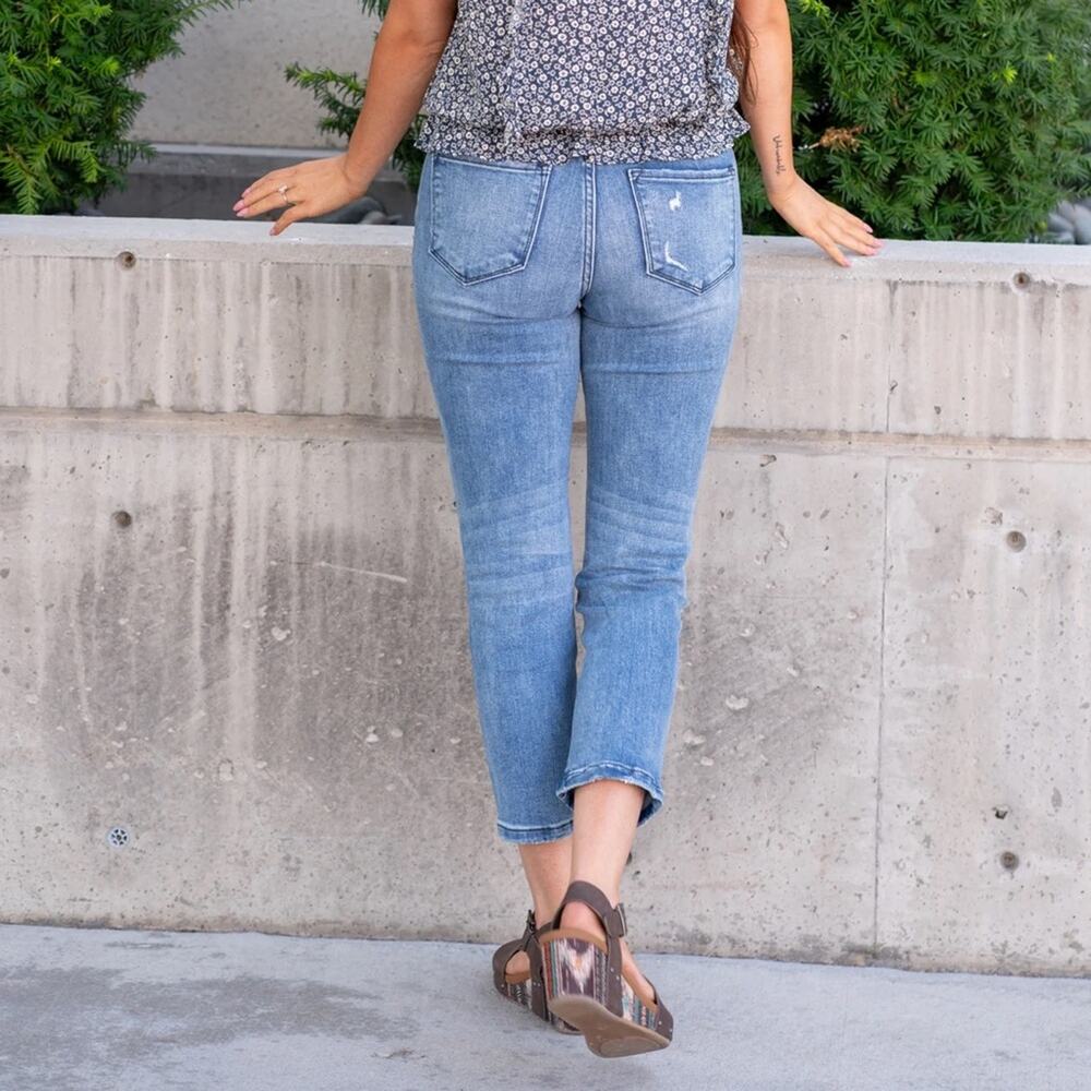 Vervet Afternoon Light Crop Straight Jeans Blue Size 29 - Picture 6 of 7
